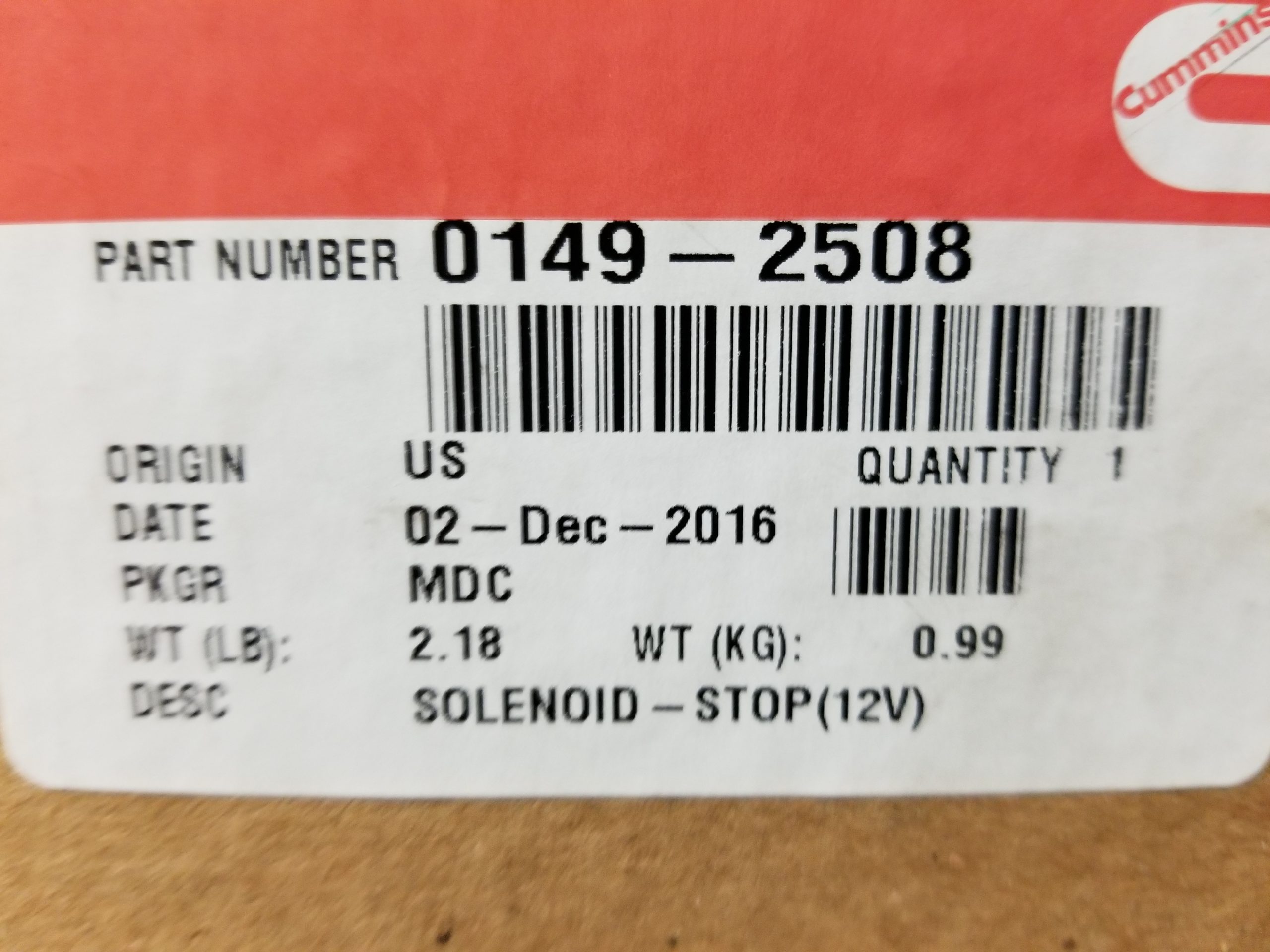 149-2508 - SOLENOID-STOP(12V) - Pacific Power Group