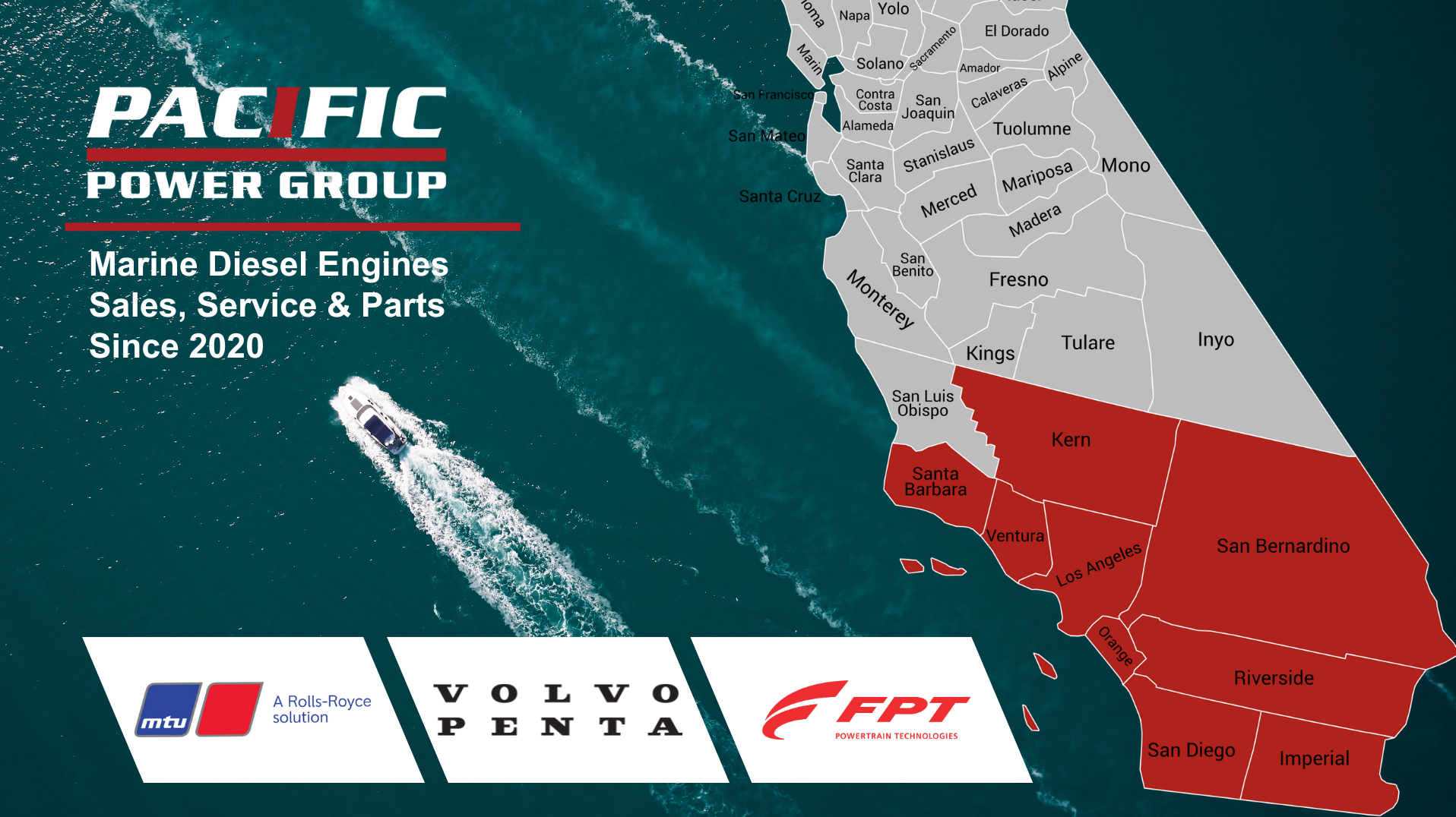 Pacific Power Group mtu, Volvo Penta, FPT marine engine south California